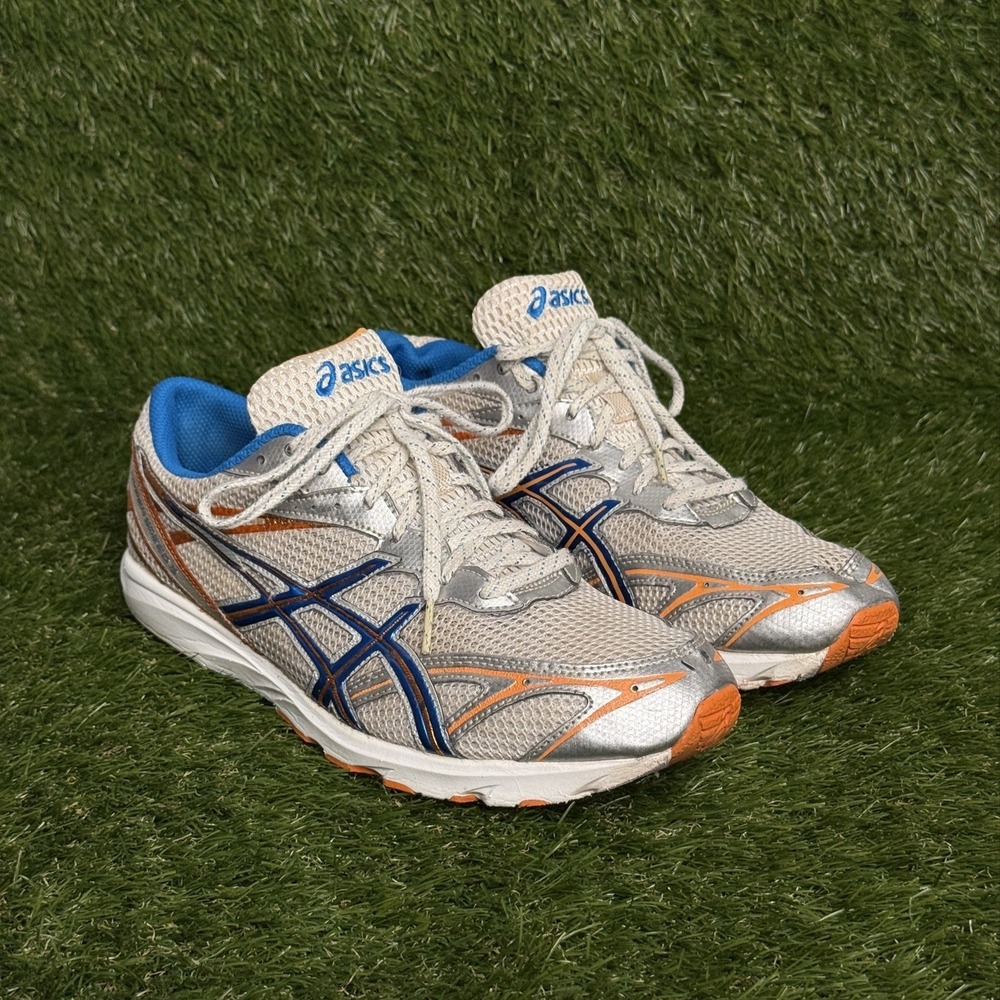 ASICS Hyper Speed Mens Size 10 White Silver Blue Orange G907N Old School Sneaker